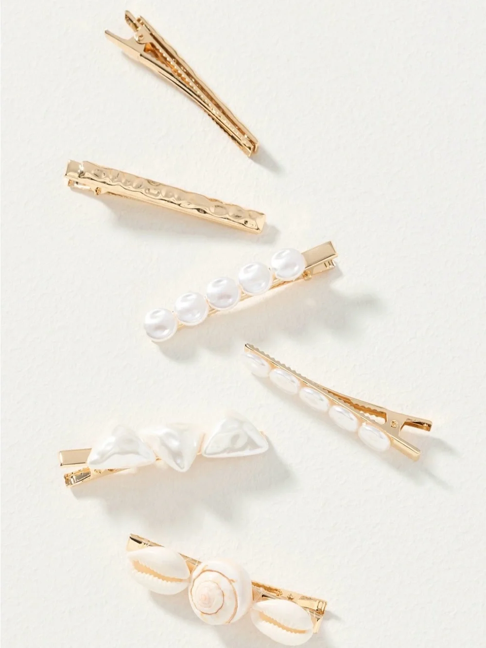Anthropologie pearl and shell Clip Set